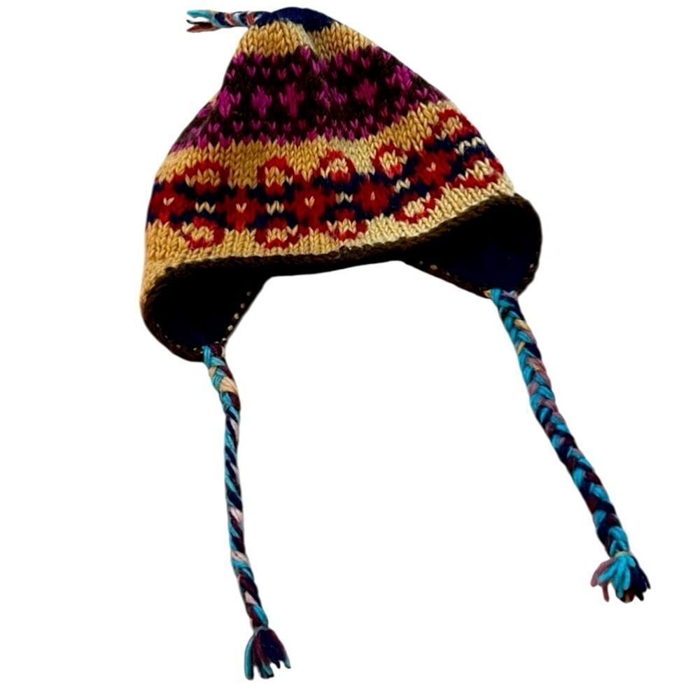 100% wool beanie with fleece lining ear, flaps beautiful colors